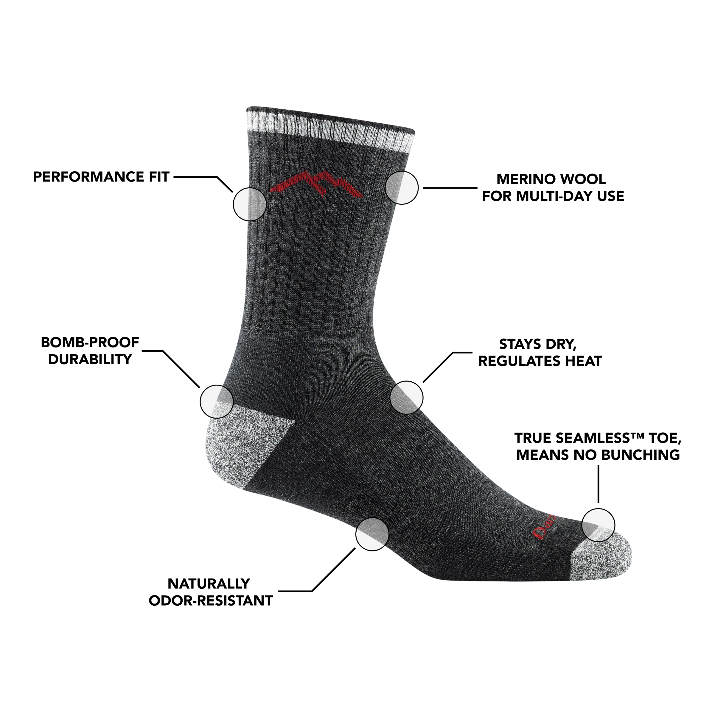 Men's Hiker Micro Crew Midweight Hiking Socks - Image 19